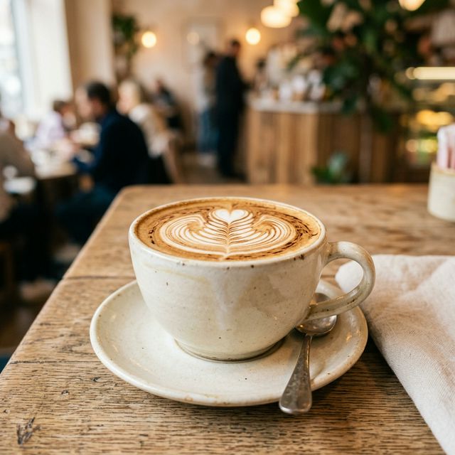 Latte art ile servis edilen kahve